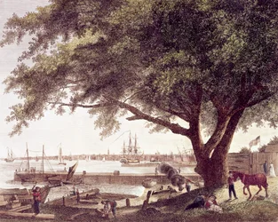 La città e il porto di Filadelfia, sul fiume Delaware, da Kensington, 1800